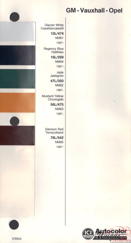 1987-1989 Opel Paint Charts Autocolor 1